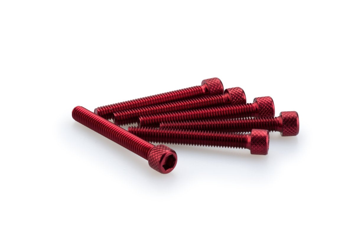 Tornilleria Puig en aluminio anodizado M6 X 45 MM 1 Kit de 6 tornillos Allen M6 X 45 MM EN ROJO. Ref: 0370 R