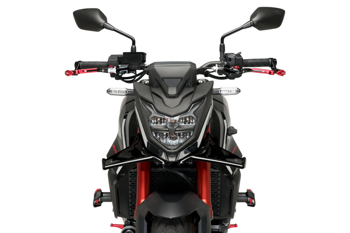 Puig Alerones Downforce frontales naked para Honda CB 750 Hornet 2 Imagen frontal de los alerones downfroce frontales naked de Puig. Ref. 21519